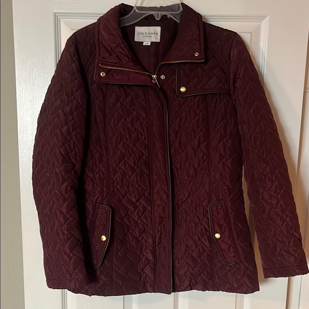 Cole Haan Red Puffer Jacket Quilted Warmth